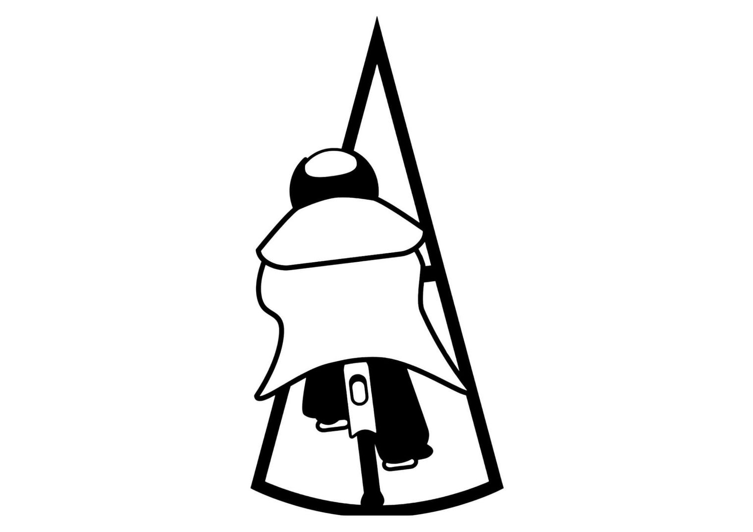 Logo Radweg Moenchstour ein Mönch auf dem Fahrrad schwarzweiß