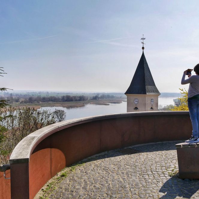 Ausblick vom Burgberg auf die Stadtpfarrkirche Lebus